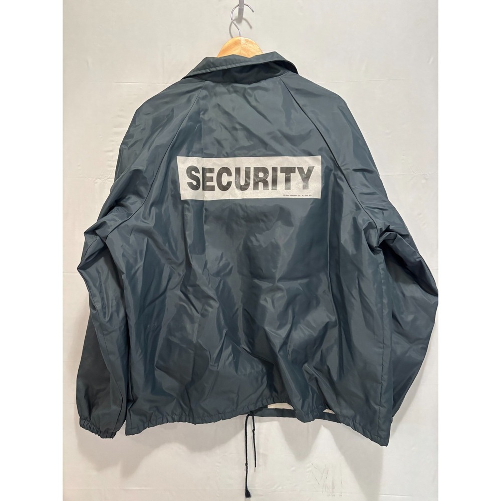 Auburn Sportswear Windbreaker Security Officer Jacket Mens Black USA XL Vintage